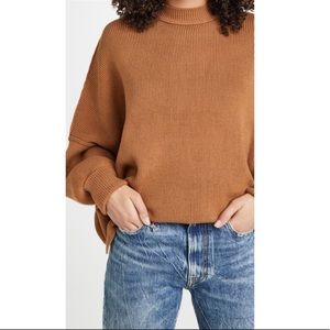 NWOT Free People Easy Street Ribbed Crew Neck Tunic Sweater (Color: Camel)